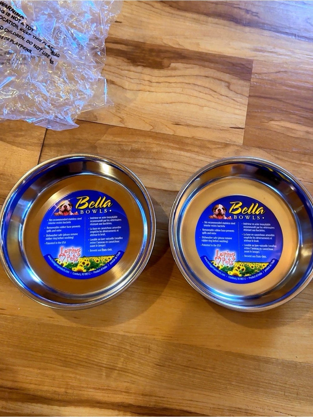 Loving Pets Bella Bowls Medium Blue Stainless Steel Pet Bowls Set of 2